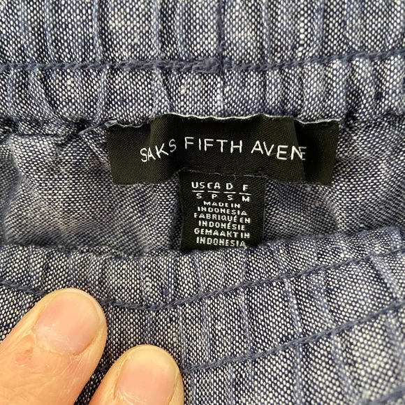 Saks Fifth Avenue Linen Chambray Relaxed Fit Wide Leg Summer lightweight Pants - Picture 5 of 6